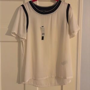 NWT Banana Republic White Blouse with Black Trim
